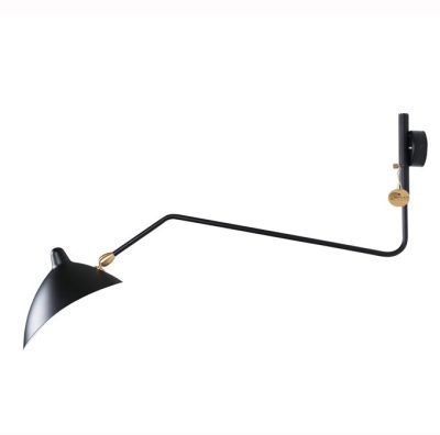 One Arm Black Wall Sconce Light by Serge Mouille