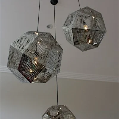 Etch Shade Chrome Pendant Trio Light