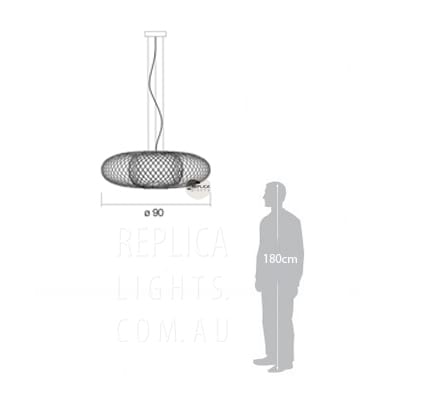 Replica Black Mesh Large Pendant Light Anwar T30 by Parachilna - Image 3