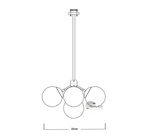 Replica Jason Miller Modo Pendant Light 5 Bulb for Roll & Hill - Image 4